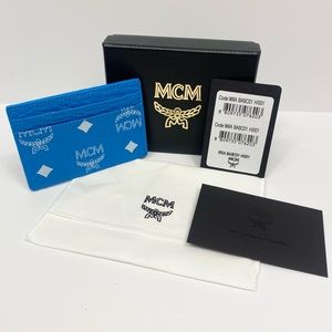 MCM Visetos Blue Monogram Card Holder